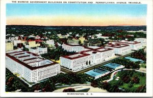 Vtg Washington DC Government Buildings Constitution & Pennsylvania Ave Postcard