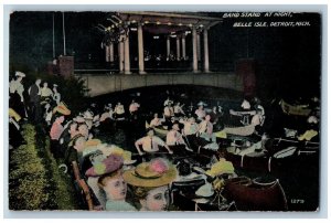 c1910 Band Stand Night Belle Isle Windsor Canada River Detroit Michigan Postcard 