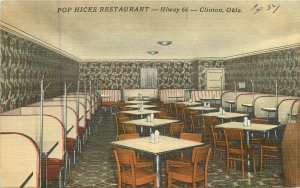 Postcard Oklahoma Clinton 1940s Route 66 Pop Hicks Restaurant Mason 23-2648