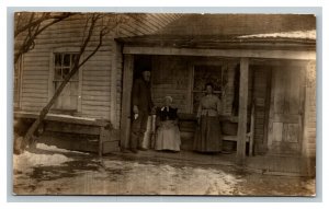 Vintage 1910's RPPC Postcard - Family Portrait in Front of Southern Country Home