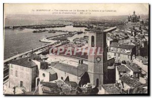 Postcard Old Marseille Vue Generale on basins of Joliette and the Cathedral j...