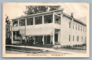 LAKE GEORGE NY HILLS LODGE & TEA ROOM VINTAGE POSTCARD