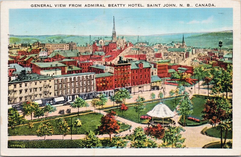 Admiral Beatty Hotel Saint John NB New Brunswick c1936 Postcard G6