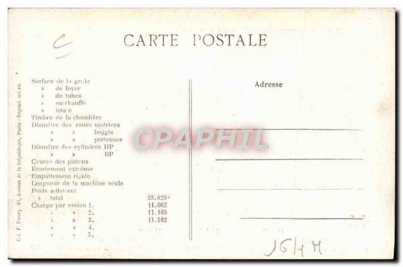 Postcard Old Train Locomotive Machine 0203 has 3 axles couples