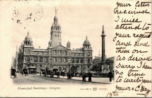 Vtg 1902 Municipal Buildings Glasgow Scotland Postcard