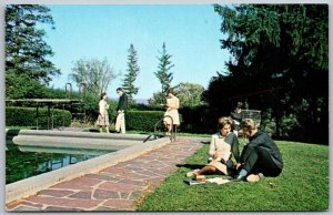 Lenox Massachusetts 1960s Postcard Berkshire Christian College Pool Students