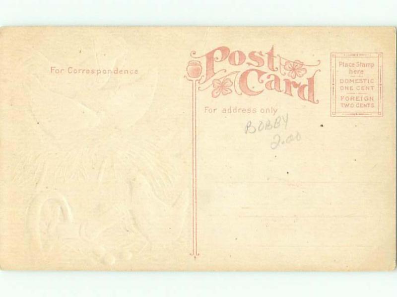 Pre-Linen Easter CHICKENS SITTING ON ANTIQUE WHEELBARROW AB4222