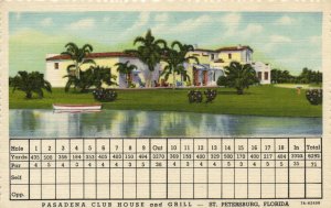 PC GOLF, FL, ST. PETERSBURG, PASADENA CLUB HOUSE, Vintage Postcard (b45861)