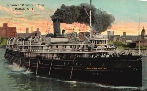 Vintage Postcard 1915 Steamer Western States Transportation Buffalo New York NY