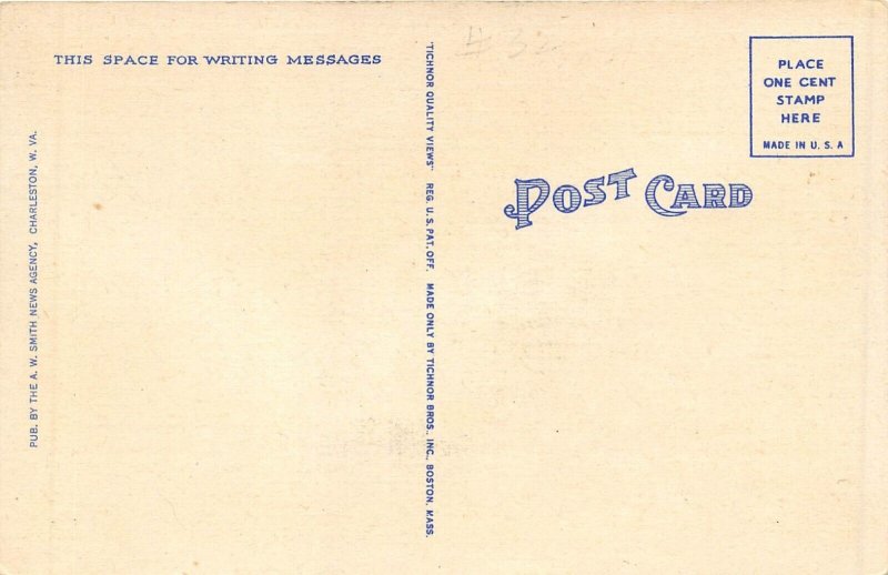 Charleston West Virginia 1940s Postcard Aerial View Kanawha River