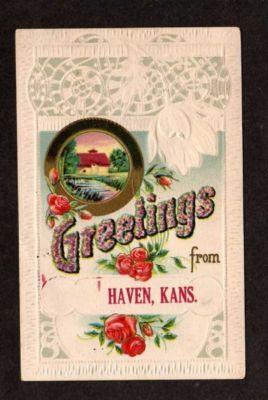 KS Greetings from HAVEN KANSAS Embossed Postcard PC