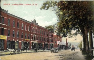 Littleton New Hampshire NH Main St. Cars Horse Wagon 1900s-10s Postcard