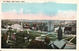 Vintage Postcard The Green New Haven Historical Landmark Connecticut Harold Hahn