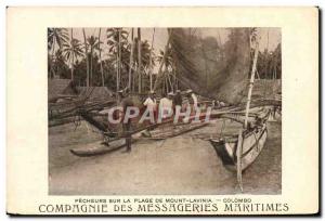 Old Postcard Boat Company Courier Maritimes Fishermen on the beach of Mount L...