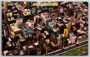 Aerial View of Downtown Chicago Illinois IL UNP Unused Linen Postcard I15