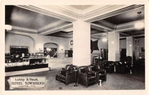 Casper Wyoming Hotel Townsend Lobby and Desk Real Photo Postcard AA29120