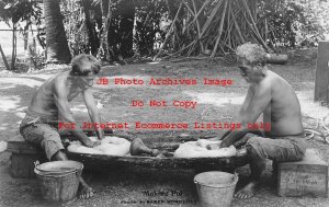 Hawaii, Hawaiian Islands, RPPC, Men Making Poi, Baker Photo