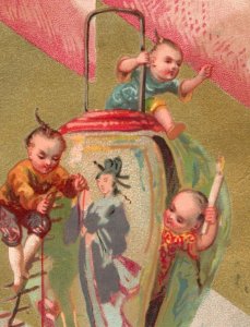 1880s Victorian Trade Card China Fantasy Chinese Lantern Fairies Children P209