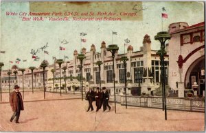 White City Amusement Park East Walk, Vaudeville Chicago IL Vintage Postcard L38