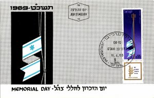 CONTINENTAL SIZE MAXIMUM CARD ISRAEL MEMORIAL DAY 21st INDEPENDENCE DAY STAMP