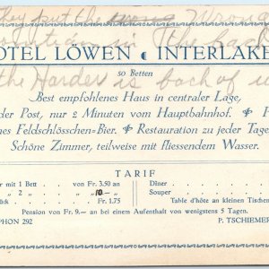 c1930s Interlaken, Switzerland Hotel Lowen Real Photo Advertising Mountain A168