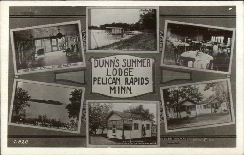 Pelican Rapids MN Dunn's Summer Lodge Multi-View c1920s Real Photo Postcard