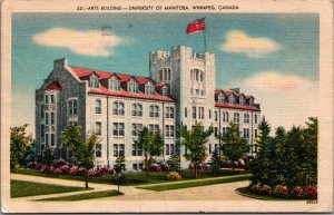 Canada Arts Building University Of Manitoba Winnipeg Linen Postcard 09.99