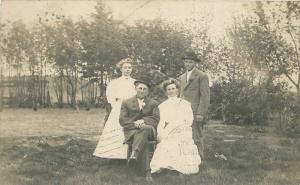 Backyard 1909 Wadena Minnesota Two Couples RPPC Photo Postcard 410