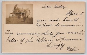 Fall River MA RPPC Lovely Home On The Hill 1905 Real Photo Postcard C40