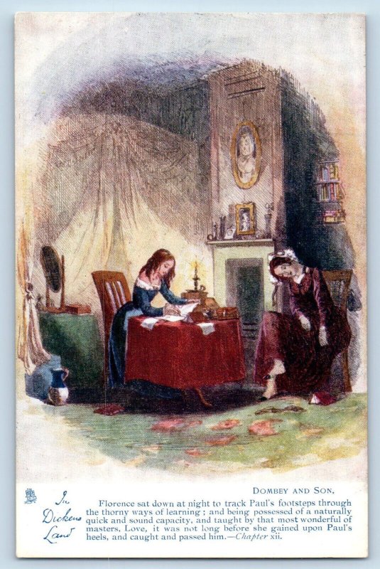 Postcard Dombey and Son Two Girls Candle Portrait c1910 Oilette Tuck Art