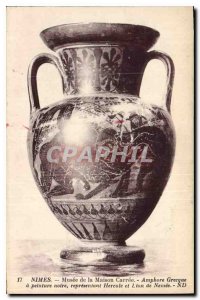 Postcard Old Nimes Museum of the Maison Carree Greek Amphora has black paint ...