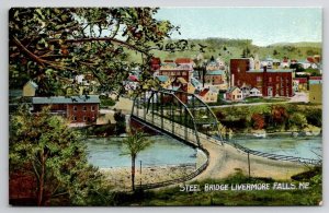 Steel Bridge Livermore Falls ME Maine Postcard A31