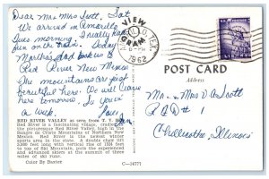 1962 Red River Valley Aerial View Mountain Hills Villages New Mexico NM Postcard