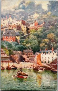 Tucks 7464 Clovelly Series II, Clovelly Harbor England Vintage Postcard E78