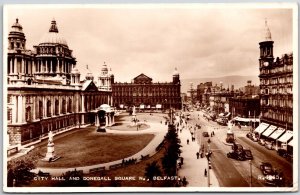 1957 City Hall & Donegall Square Belfast Northern Ireland RPPC Photo Postcard