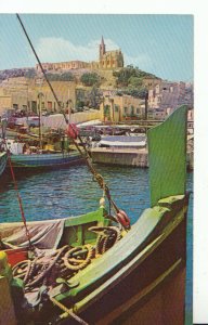 Malta Postcard - Gozo Harbour With Fishing Boats - Ref 15392A