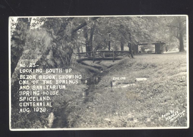 RPPC SPICELAND INDIANA BEZOR BROOK SPRING SANITARIUM REAL PHOTO POSTCARD