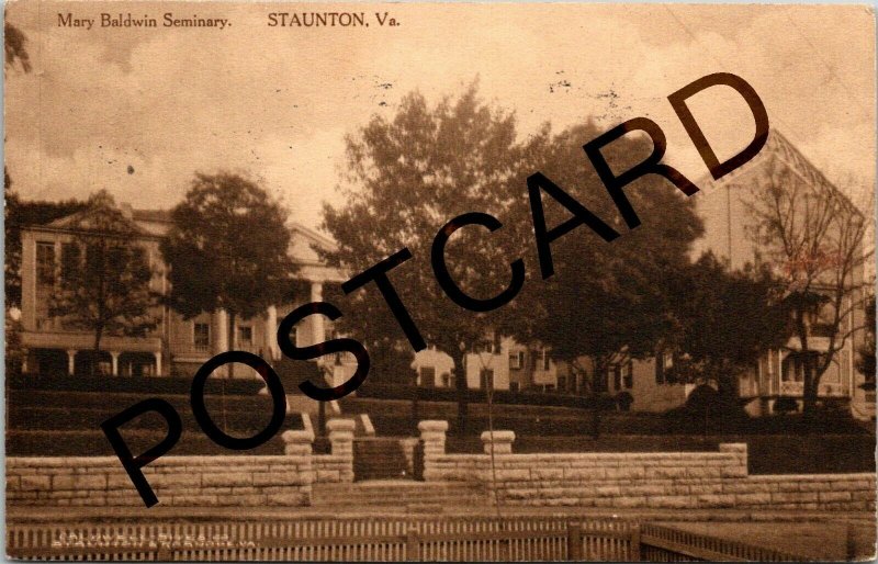 1912 STAUNTON VA Mary Baldwin Seminary, to Mr. Gilbert McDonough, postcard jj001