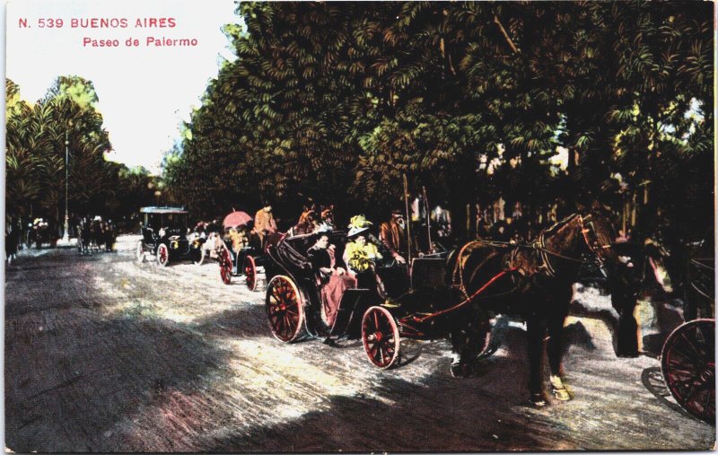 Argentina Buenos Aires Paseo de Palermo Vintage Postcard C066