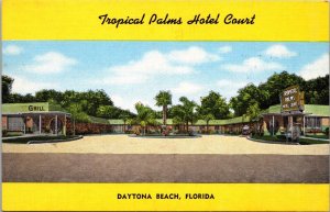 Tropical Palms Hotel Court Daytona Beach FL Postcard PC161