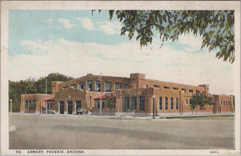 Postcard Armory Phoenix Arizona AZ 1928