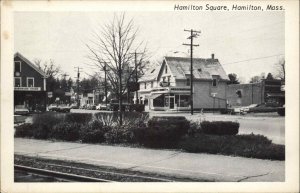 Hamilton Massachusetts MA Hamilton Square Street Scene Vintage Postcard