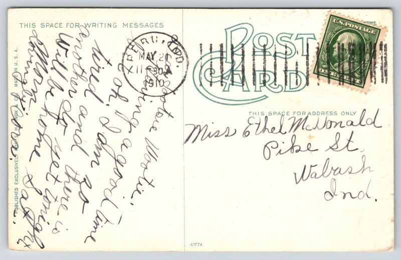 Peru Indiana~Miami County Courthouse~Sq Dome~Classical Revival~1910 Postcard