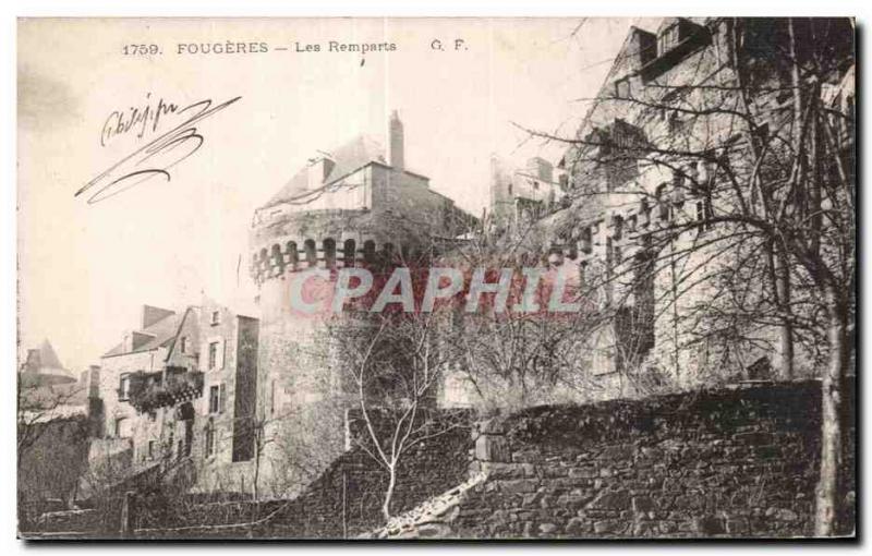 Old Postcard Fougeres Les Remparts