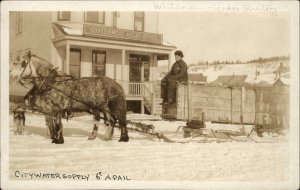 Whitehorse Yukon Horse Sleigh City Water Supply Gov't Assay Office c1915 RPPC