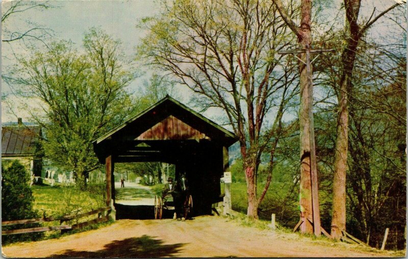 Covered Bridge Waitsfield Vermont VT Postcard VTG UNP Vintage Unused Chrome 