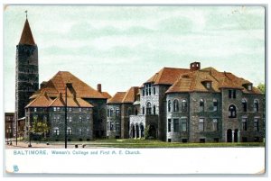 c1905 Woman's College & First ME Church Building Baltimore Maryland MD Postcard