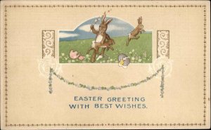 Easter Dad Rabbit Spanking Bunny Child Abuse c1910 Vintage Postcard