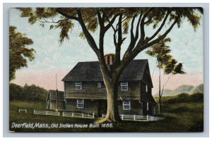 Deerfield MA Old Indian House Built 1686 Postcard Michigan Made in Germany 