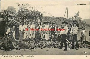 Portugal, Uma Malhada, Costume do Norte, Workers Chopping up Corn, M & S No 35